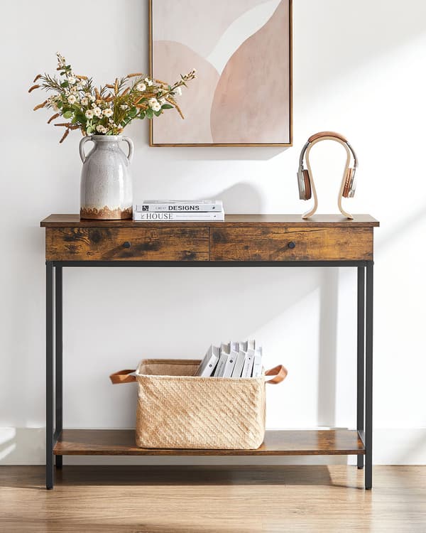 Konsolbord, 100x30x80 cm, Brun, Sort