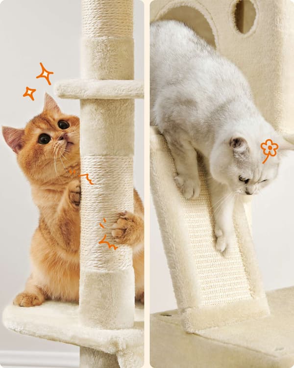 Kattträd, 60x50x206 cm, Beige