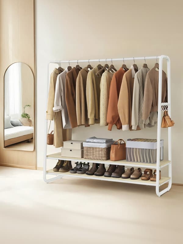 Klesstativ 45x138x160 cm Beige Stål