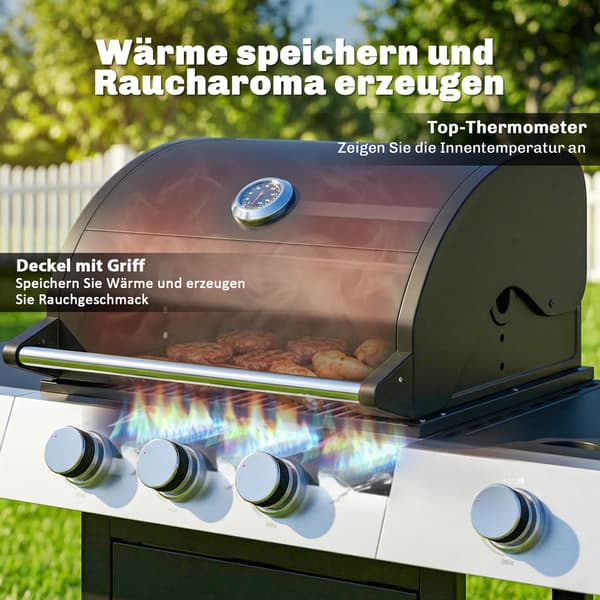 Gasgrill 109x50x109 cm Sort Rustfrit Stål