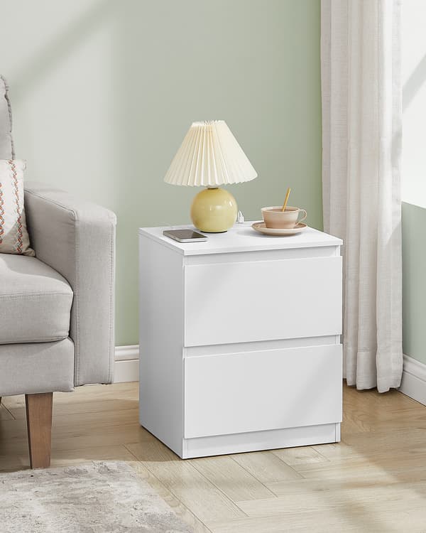 Sängbord Set 40x35x49 cm Vit Förvaring