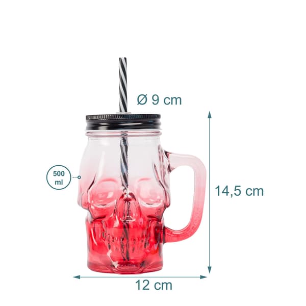 Glas-set, Set med 4 dödskalleglas med lock, Kodustaar