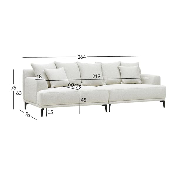 Soffa MAGNOLIA 4-sits 264x96x76 cm ljusbeige