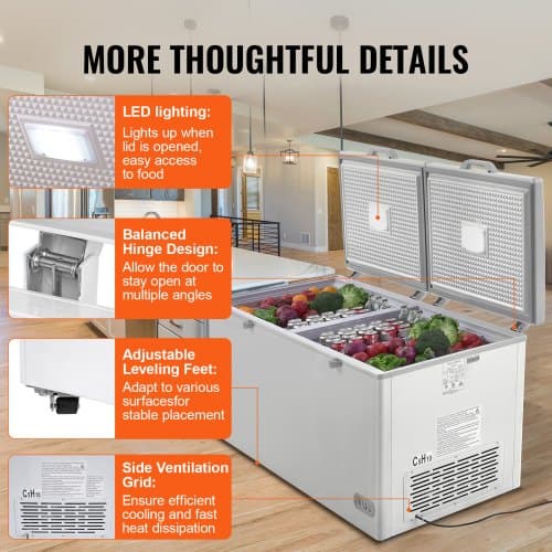 Frysbox 561 L, delat lock, dubbla låsbara lock, justerbar temperatur