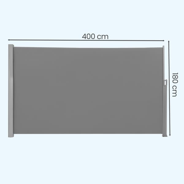 Sidemarkise 180x400 cm Grå, aluminium