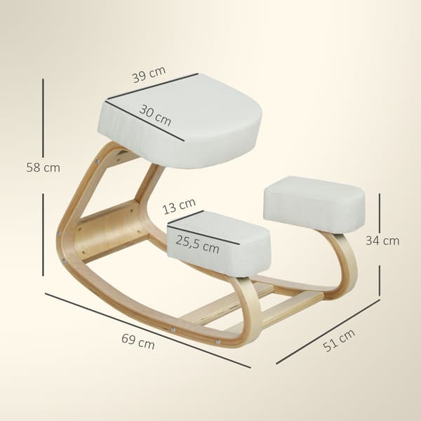 Ergonomisk knæstol i birketræ, cremehvid