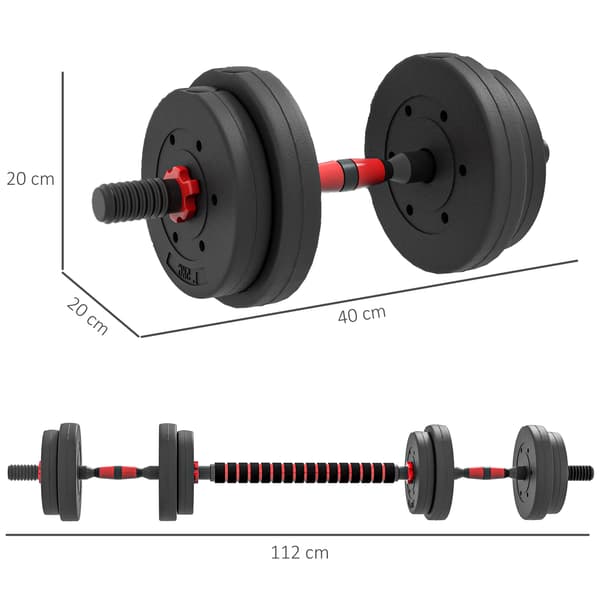 Justerbart håndvægt- og vægtstangsæt 15 kg sort