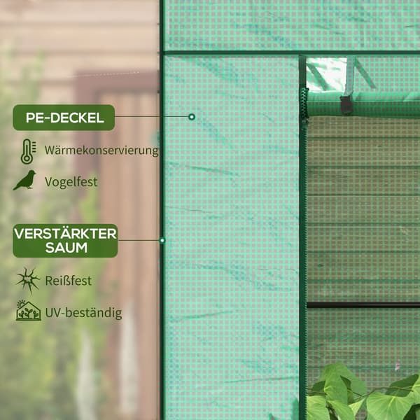 Kasvihuone 196x77x197 cm Vihreä Polyeteeni Teräs