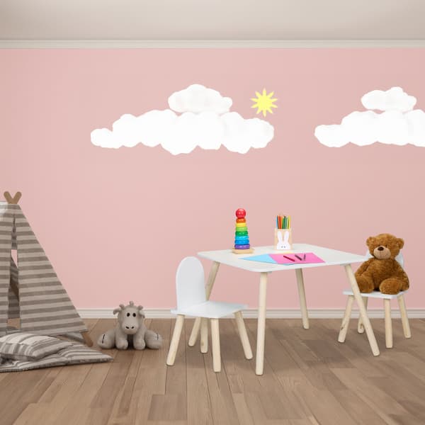 Barnbord och stolar set, 45x60x60 cm, Vit, Trä, Kodustaar
