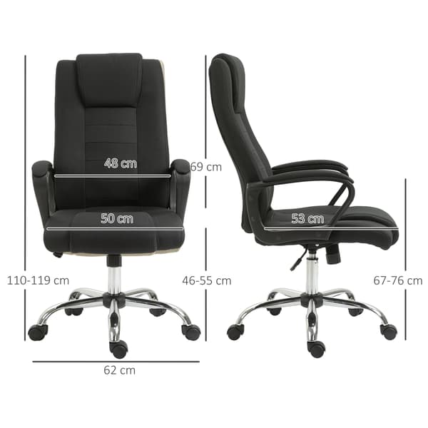 Kontorstol 62x76x110-119 cm Sort Polyester