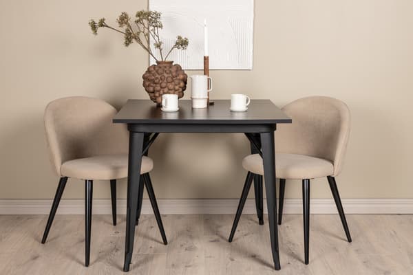 Spisebord og stole sæt Tempe sort og beige MDF og polyesterstof