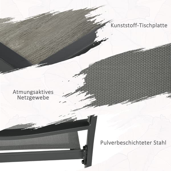 Trädgårdsmöbelset 150x87x72 cm Grå Stål