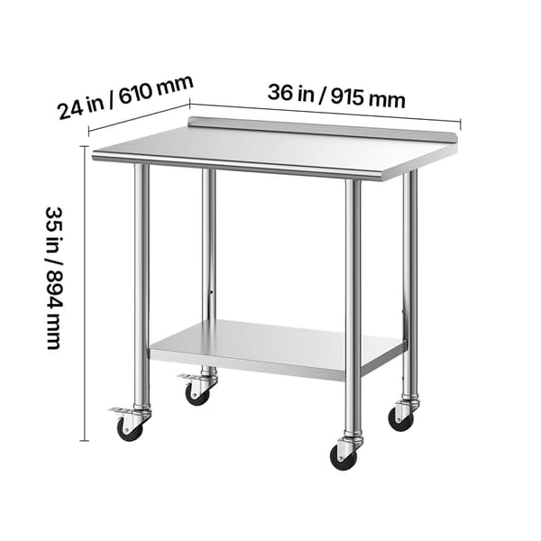 Arbejdsbord 61x91x89,4 cm Rustfrit Stål Justerbar Opbevaring