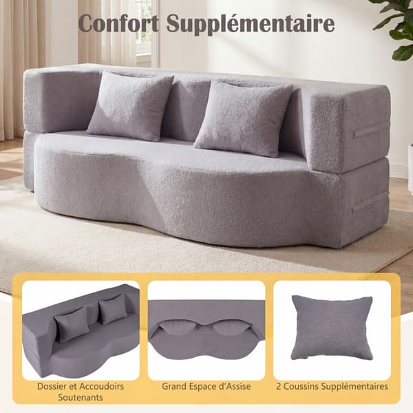 Sammenklappelig sovesofa 192,5x108,5x32 cm grå