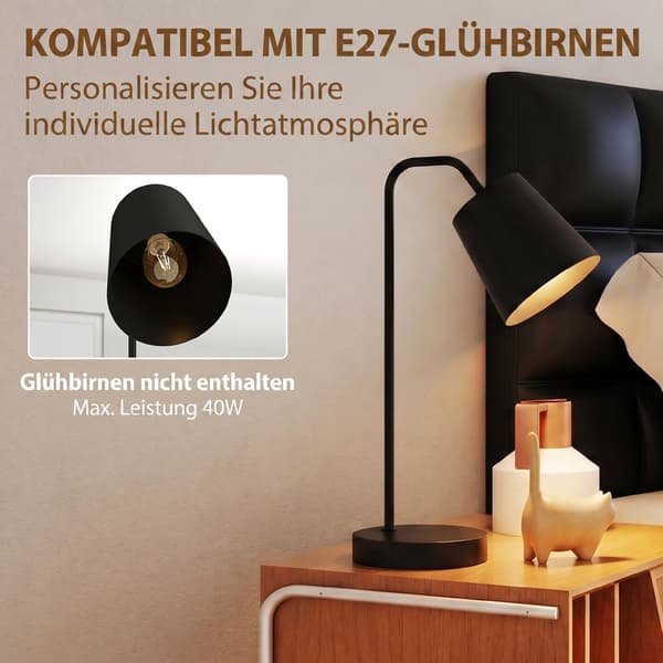 Bordslampset 2 st 28x15x41 cm svart
