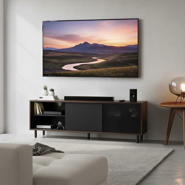 TV-taso, 140x39x45 cm, ruskea-musta