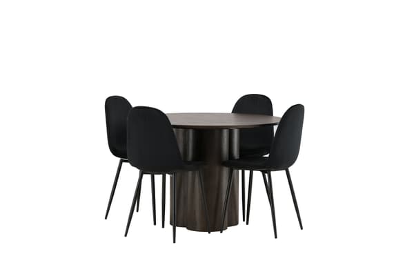 Spisebord og stole sæt Olivia Mocca og sort velour