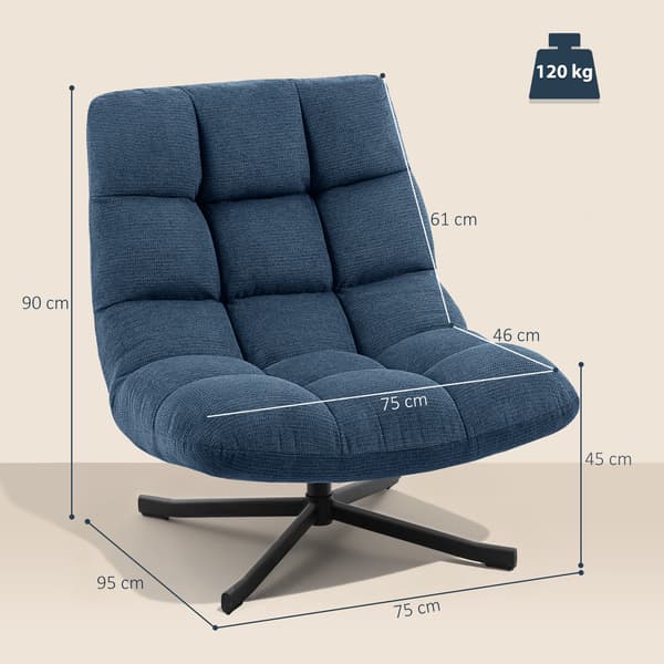 Drejelig accentstol 75x95x90 cm mørkeblå