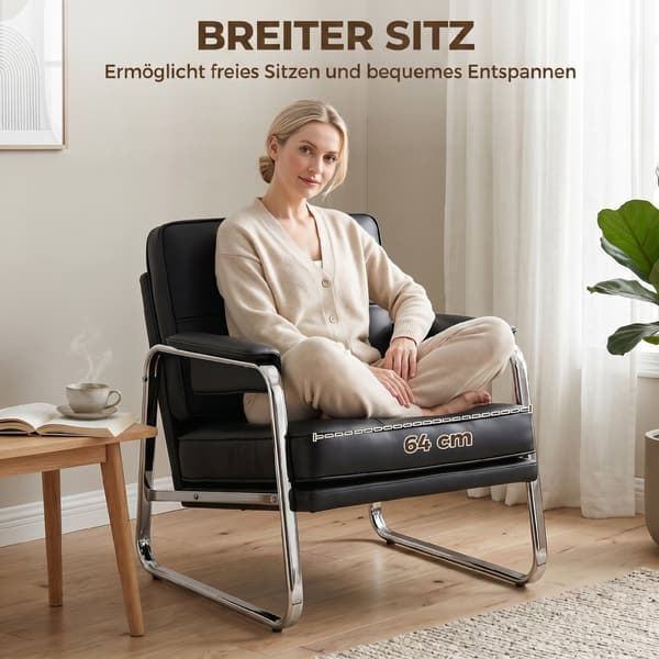 Lounge stol 80x79x84 cm sort kunstlæder