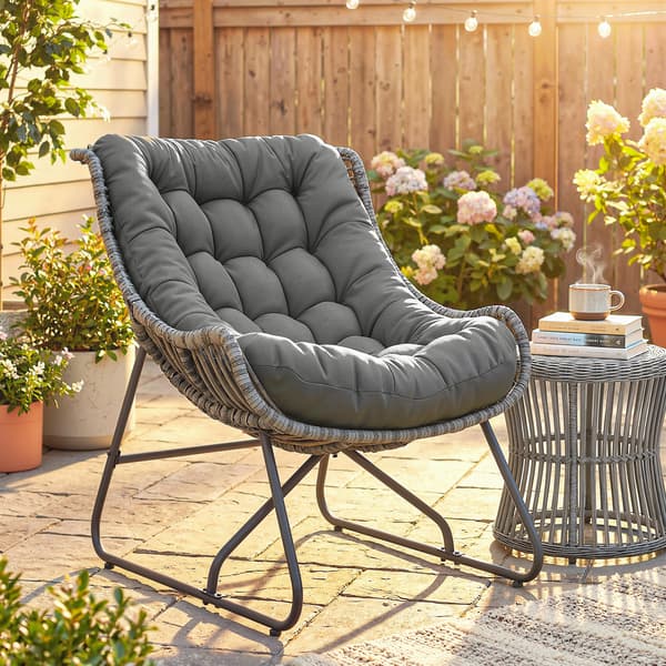 Lænestol 75x101x90 cm Mørkegrå Rattan