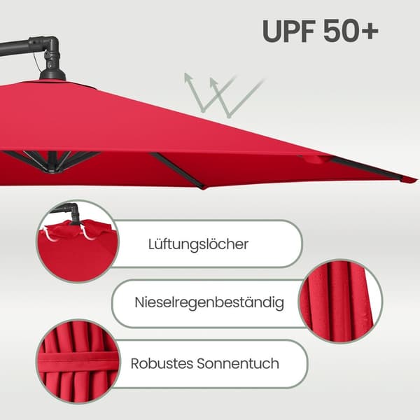 Parasol 300 cm diameter Rød Metal