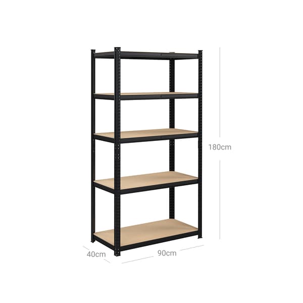 Reol 40x90x180 cm Sort Stål