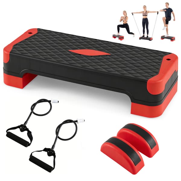 Aerobic Step Platform Sæt 3-i-1 27x11x4-7,5 in rød/sort