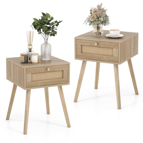 Yöpöydät 2 kpl 40x40x55 cm luonnonväri