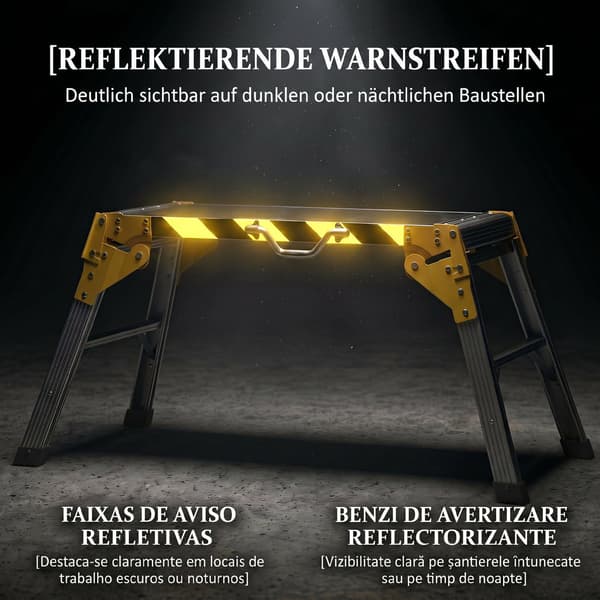 Sammenklappeligt arbejdsbord 110x32x50 cm sort aluminium