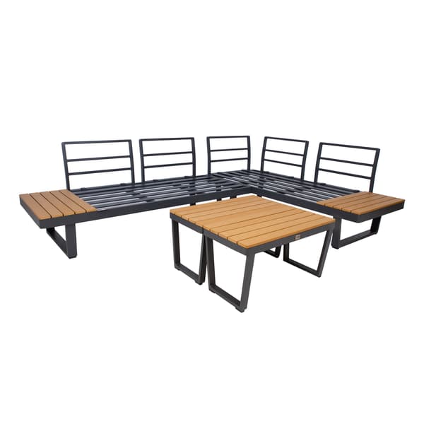 Trädgårdsmöbelset Malta modulsoffa 175x77x71 cm grå aluminium