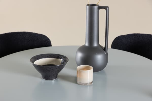 Spisebordssæt Plaza bord med Modesto stole 100 cm grå sort MDF polyester