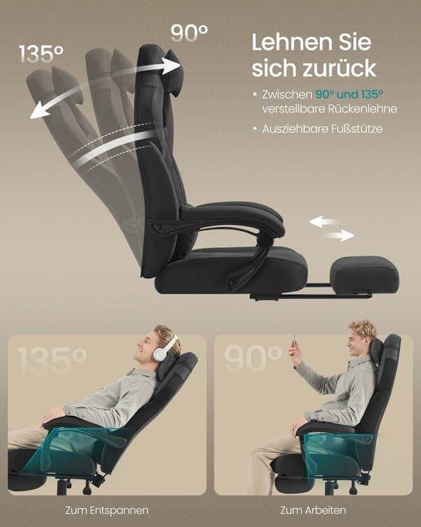 Gaming Stol 70x70x122 cm Sort, ergonomisk design