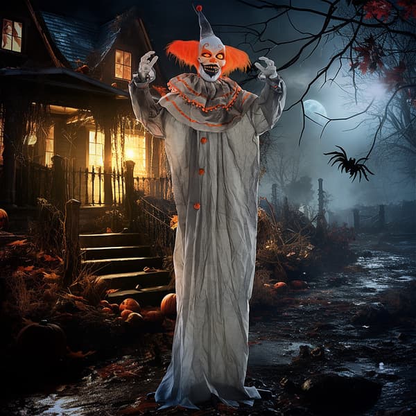 Halloween Dekoration Klovn 65x18x183 cm orange/grå