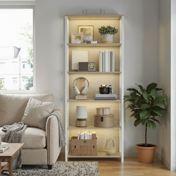 Bogreol 30,3x60x178,6 cm Beige Stål og Spånplade