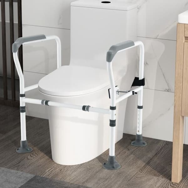 Toiletsikkerhedsramme Justerbar Højde og Bredde Grå