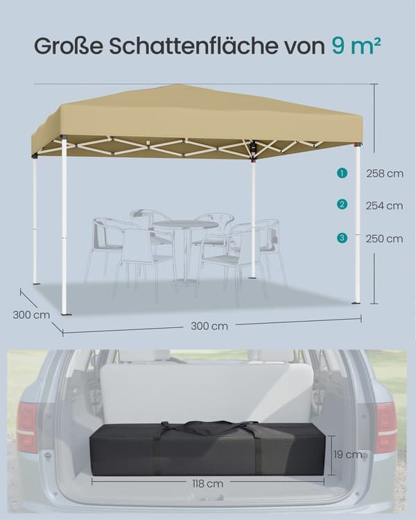 Paviljong 300x300x260 cm Beige