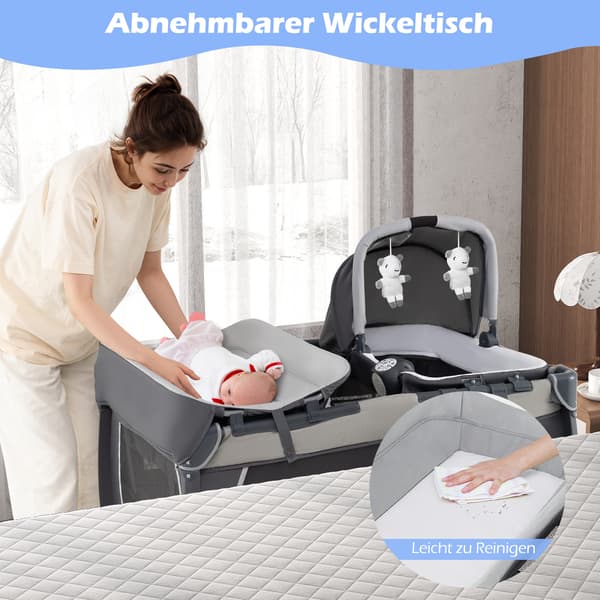 Babyseng til rejse 105,5x74x74 cm grå, sammenklappelig, polyester , Star