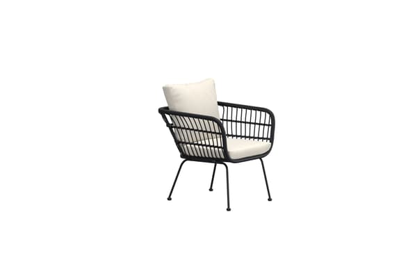 Lounge stol, Isola, Sort, Stål, Rattan