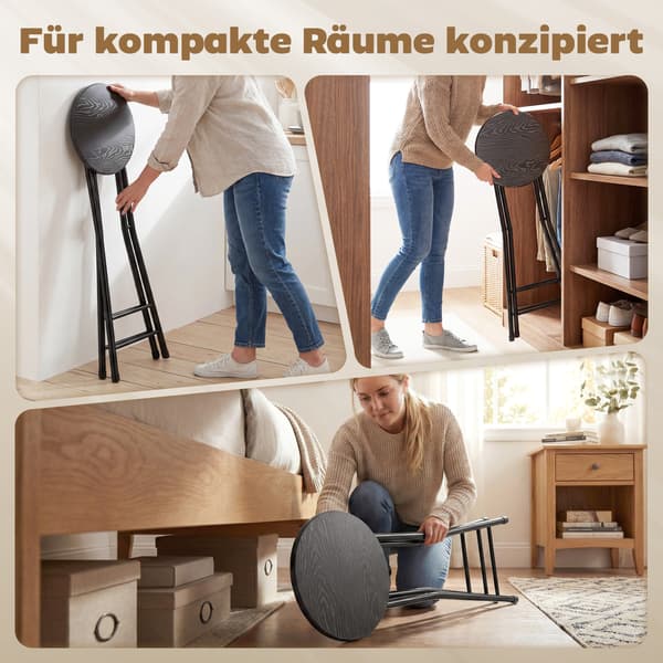 Barstolssæt, Foldbare barstole 34x30x70 cm, Sort, Stål