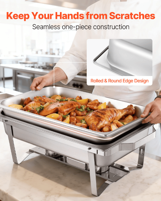 Chafing Dish Sæt, 6-pak, 61,5x34,5x32,5 cm, Rustfrit Stål