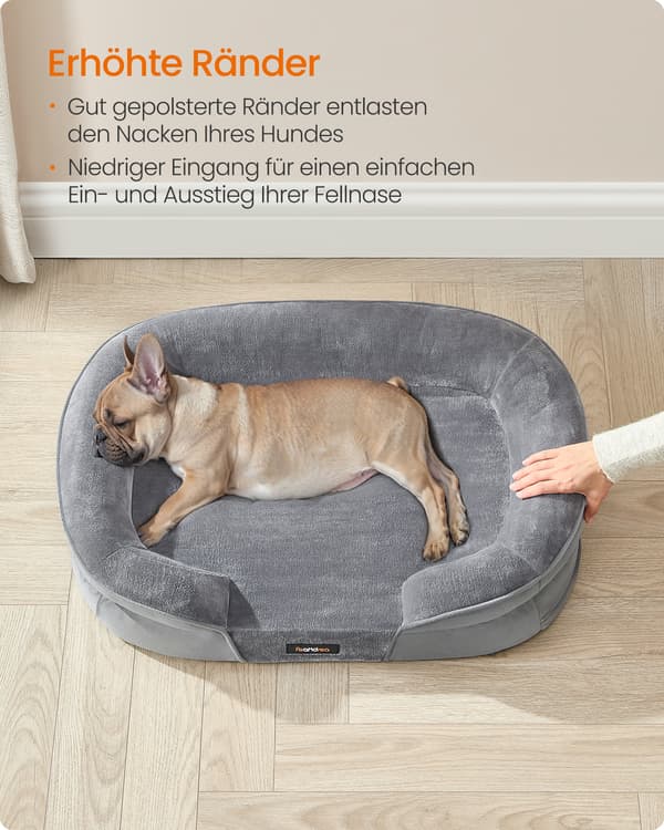 Hundeseng 76x51x18 cm Grå Ortopædisk Stof