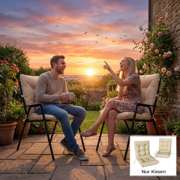 Utomhusdyna med ryggstöd 120x50x8 cm Beige polyester