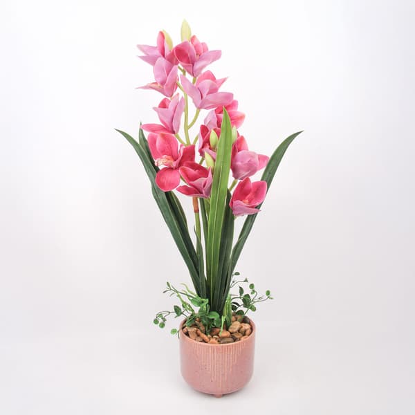 Kunstig orkidéplante 70 cm mørk pink