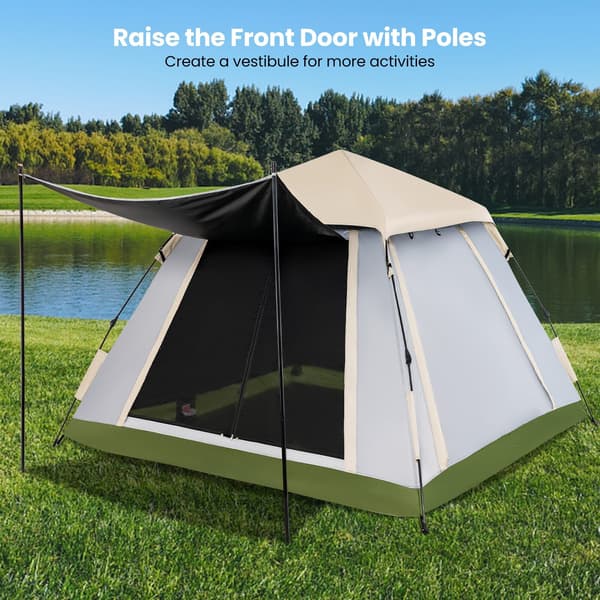 Camping Telt, 220x220x177 cm, Beige, Grøn, Grå