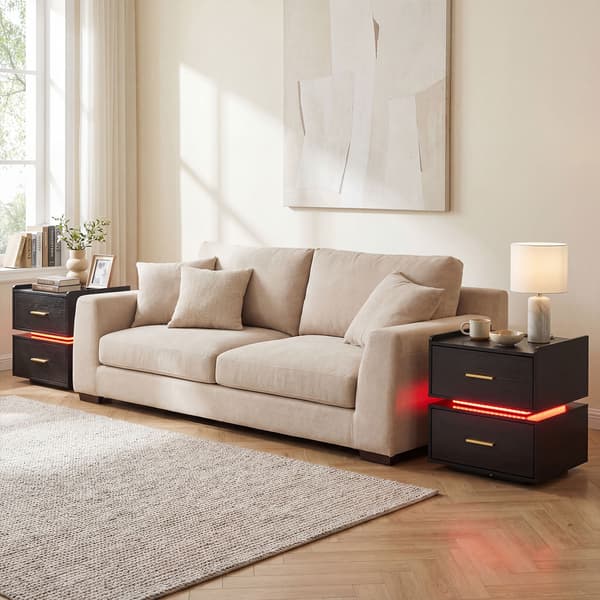 Sengeborde 2 stk. 45x40x48 cm sort