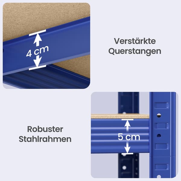 Robust hyllset 2 delar 40x90x180 cm silver stålram