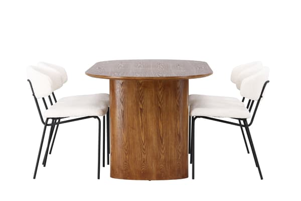 Spisebord og stol sæt Isolde spisebord 140x75 cm beige og sort MDF