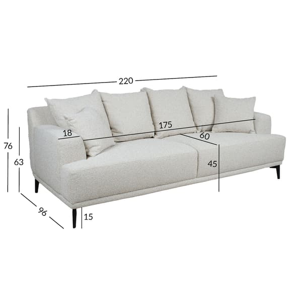 Sofa MAGNOLIA 220x96x76 cm lys beige