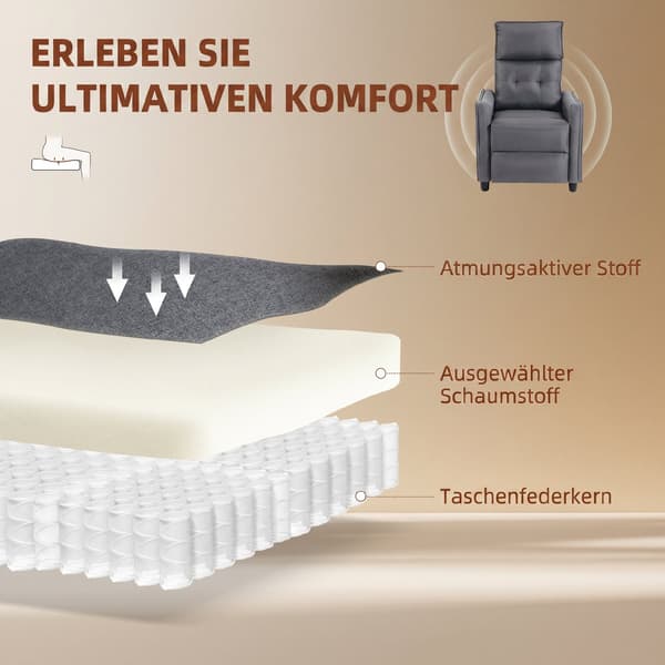 Lænestol med vibrationsmassage 69x93x104 cm grå