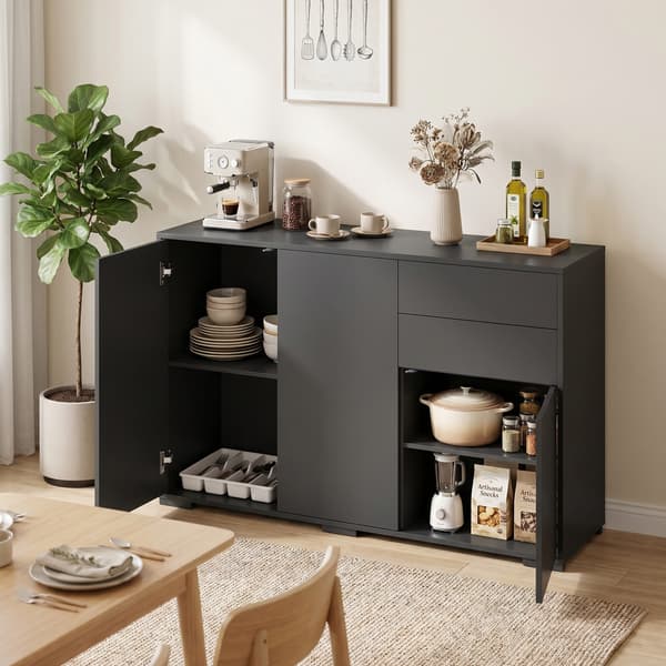 Skænk med 2 skuffer 117x36x74 cm sort